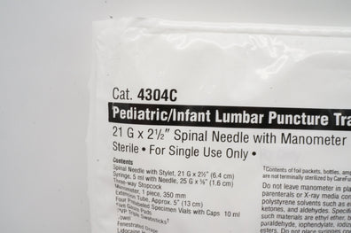CareFusion 4304C Pediatric/Infant Lumbar Puncture Tray 21G x 2-1/2inch (x)